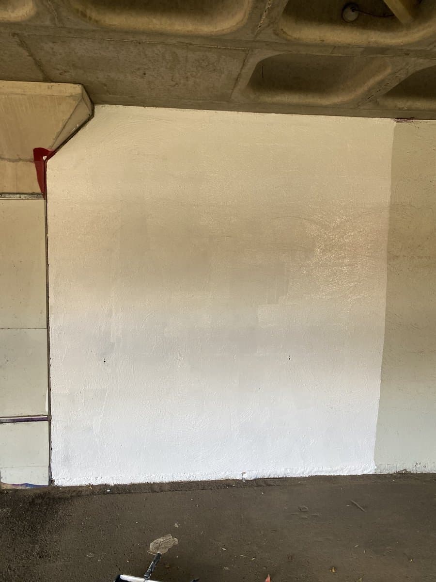 Graffiti removal and wall restoration on commercial building by ADs Maintenance Adelaide - After