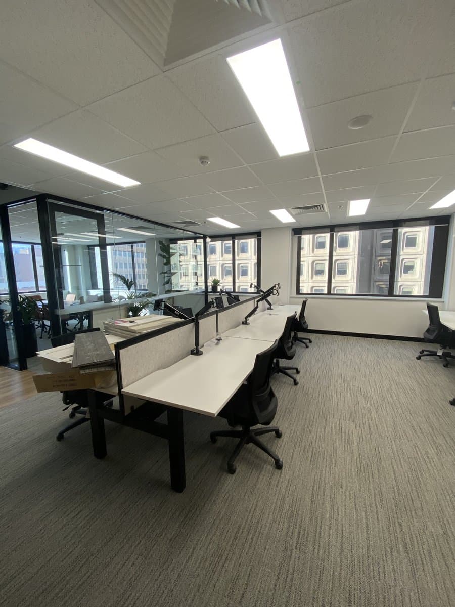 ADs Maintenance corporate office fit-out with glass partitions and modular desking in Adelaide